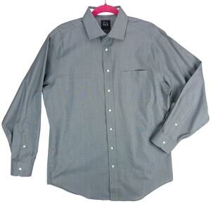 Jos. A. Bank Traveler Shirt Men's 16.5 - 34 Gray Cotton Poly Blend Button-Up